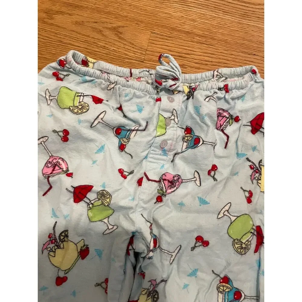 Lemon & Soda margarita cocktail pajama pants blue small